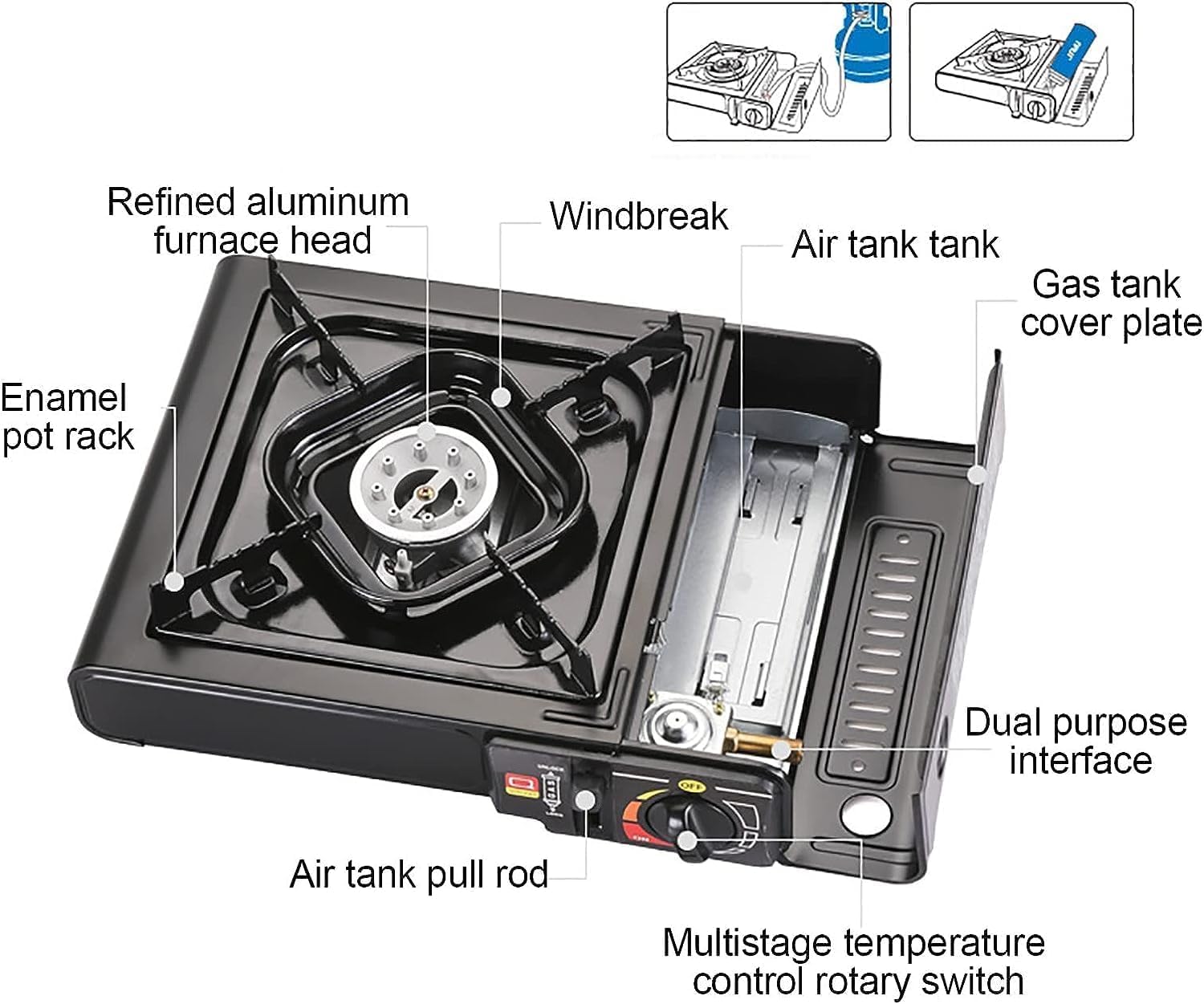 Portable Camping Gas Stove With Hard Carry Case