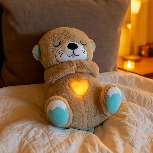 Soothing Breathing Teddy Bear with Glowing Light | Soft Interactive Plush Toy for Kids & Nursery Decor (25 cm)