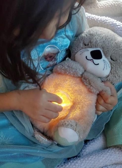 Soothing Breathing Teddy Bear with Glowing Light | Soft Interactive Plush Toy for Kids & Nursery Decor (25 cm)