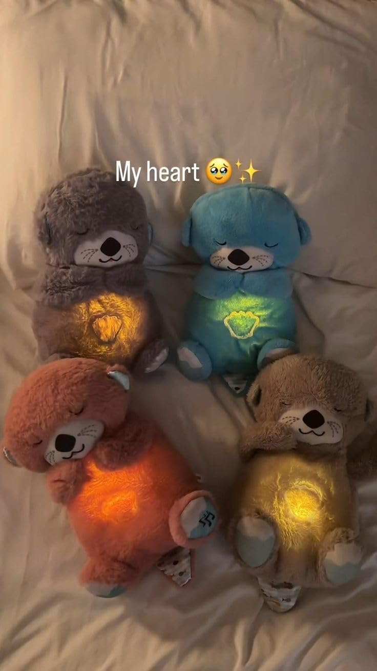 Soothing Breathing Teddy Bear with Glowing Light | Soft Interactive Plush Toy for Kids & Nursery Decor (25 cm)