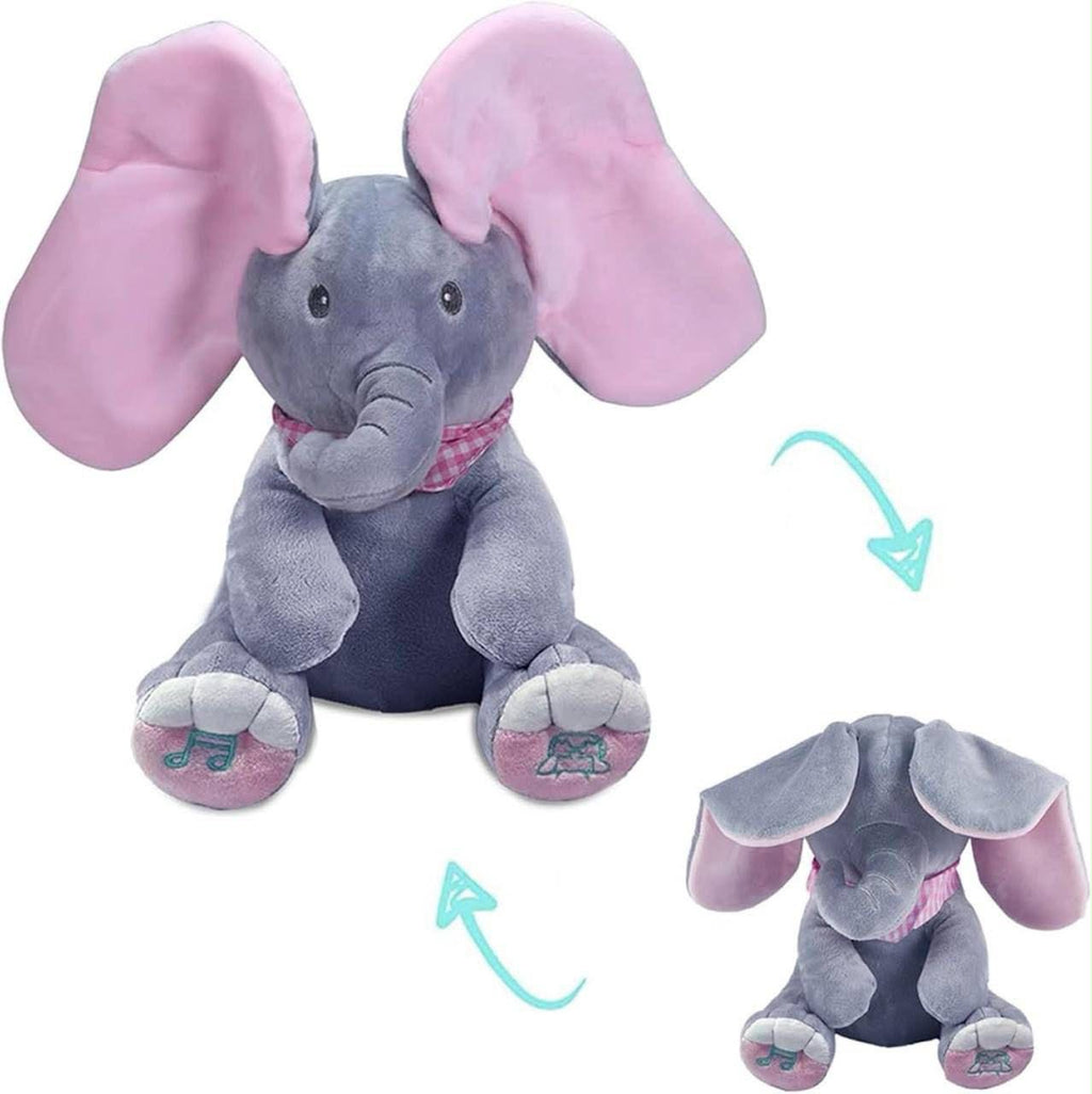 Interactive Animated Peek-A-Boo Elephant Plush – Flapping Ears & Singing Baby Toy