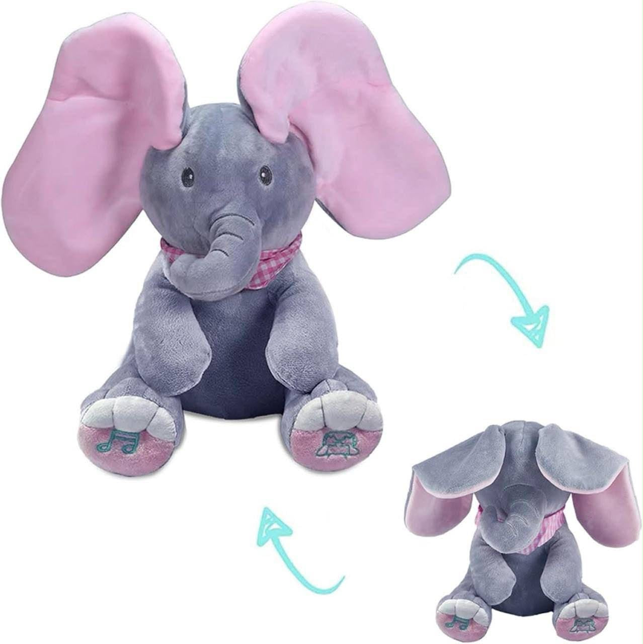Interactive Animated Peek-A-Boo Elephant Plush – Flapping Ears & Singing Baby Toy
