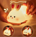 Cute Little Rabbit Silicone Night Lamp, Rechargeable Touch LED Bedside Light for Kids Bedroom, Romantic Decor, Baby Gift