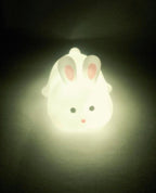 Cute Little Rabbit Silicone Night Lamp, Rechargeable Touch LED Bedside Light for Kids Bedroom, Romantic Decor, Baby Gift