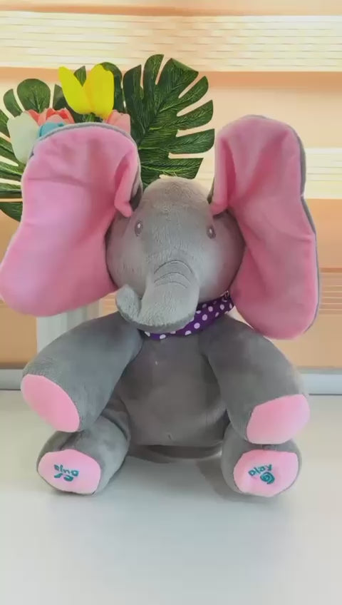 Interactive Animated Peek-A-Boo Elephant Plush – Flapping Ears & Singing Baby Toy